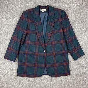 Vintage Career Essentials Blazer Womens 16 Tartan Plaid Wool Jacket USA 90s